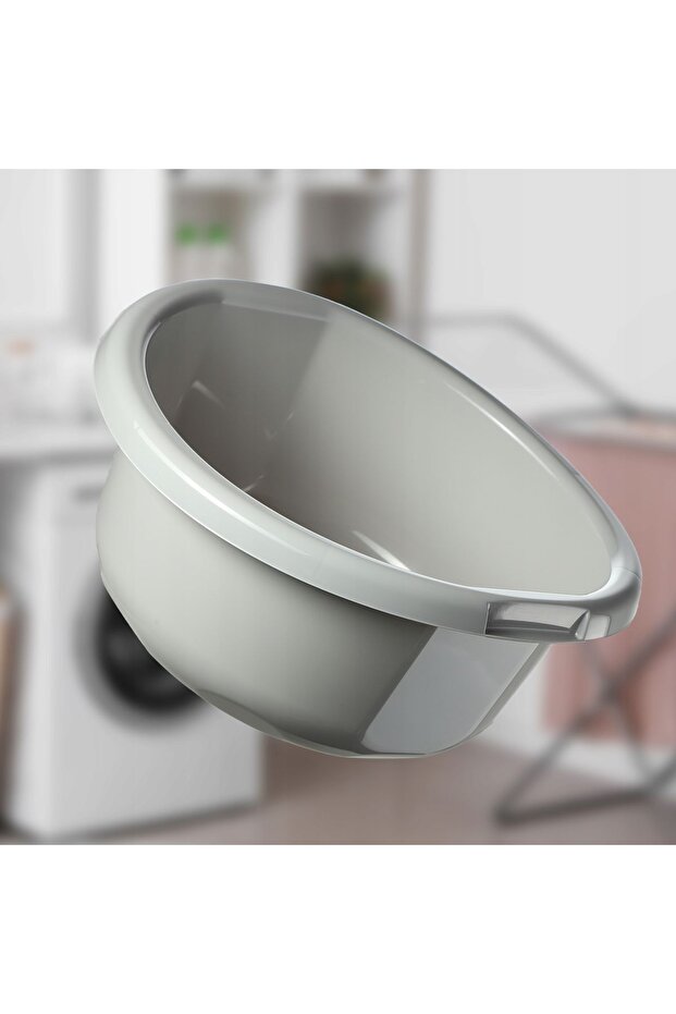 Plastic Laundry Bowl 30L Large Round Solid Gray - 4