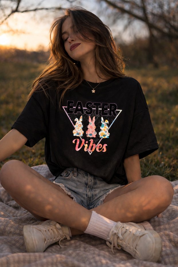 Unisex Oversized Easter Vibes Printed T-Shirt 100% Cotton – Premium Basic Streetwear Women's T-Shirt