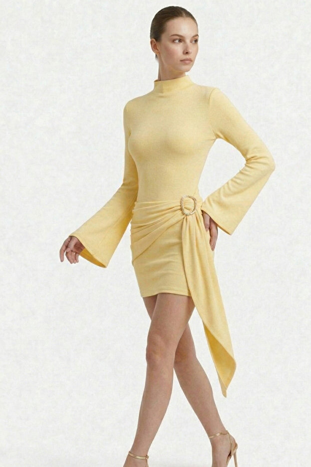 Rochie mini elegantă cu curea integrată - 7