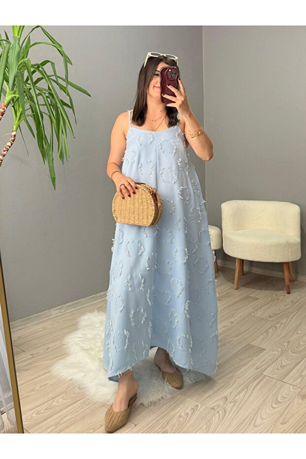 Tassel Detailed Strap Dress - Blue