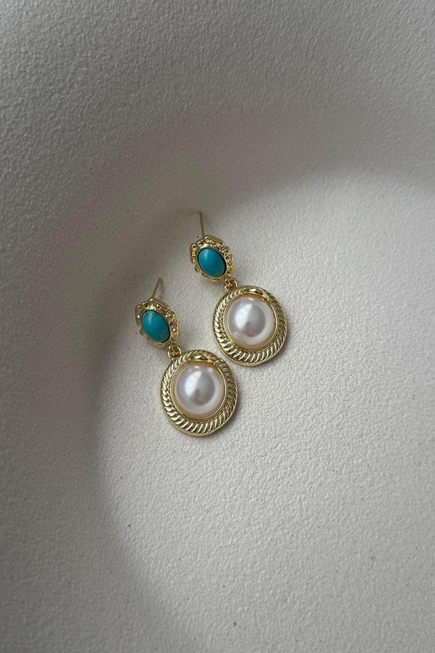 Blue Detail Pearl Earrings