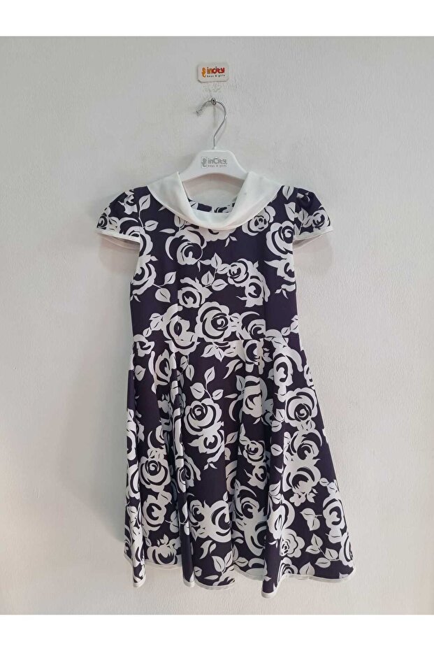 Girl's Black Floral Patterned Dress
