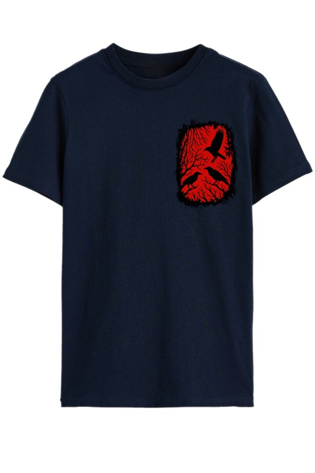 Red Forest Raven Design Kids T-Shirt