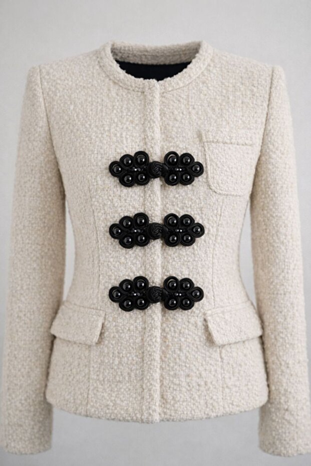 Elegant Agraf with Black Pearls, 3 Pieces