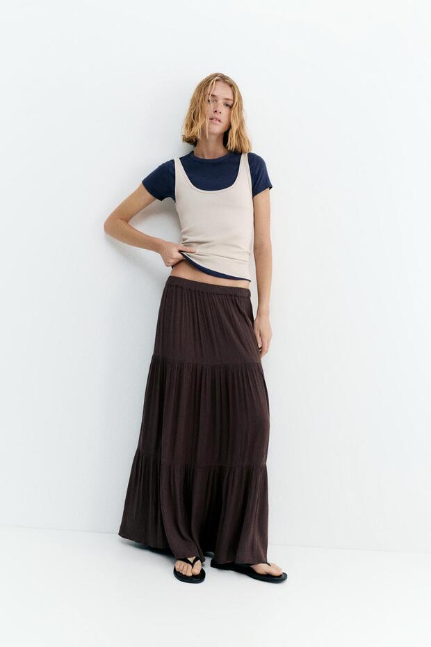 Panelli midi etek - 1