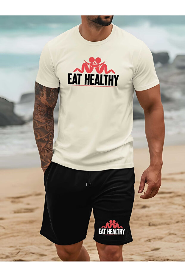 Eat Printed Oversized Shorts Set