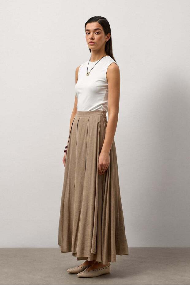 Vizon Parçalı Astarlı Etek - 2