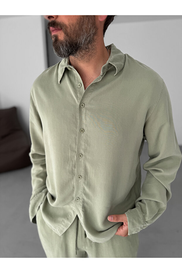 Зелена сорочка Basic YP-5010 - 3