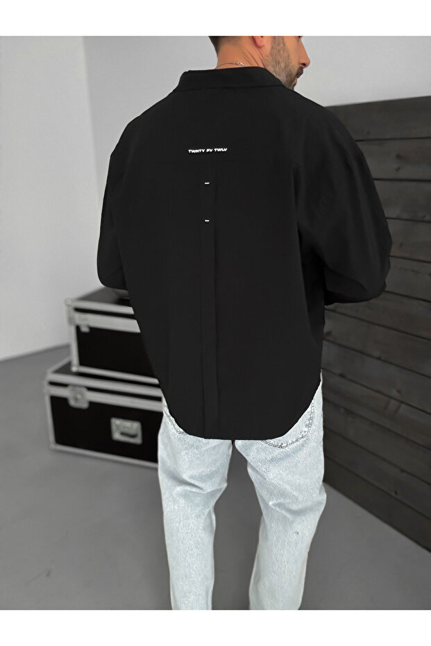 Siyah Baskılı Oversize Gömlek TW-1057 - 4