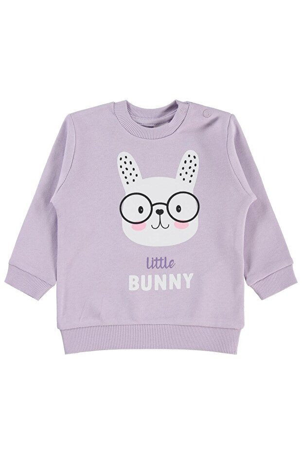 Little Bunny Printed 6-18 Months Sweatshirt - Lilac 6-9 Months