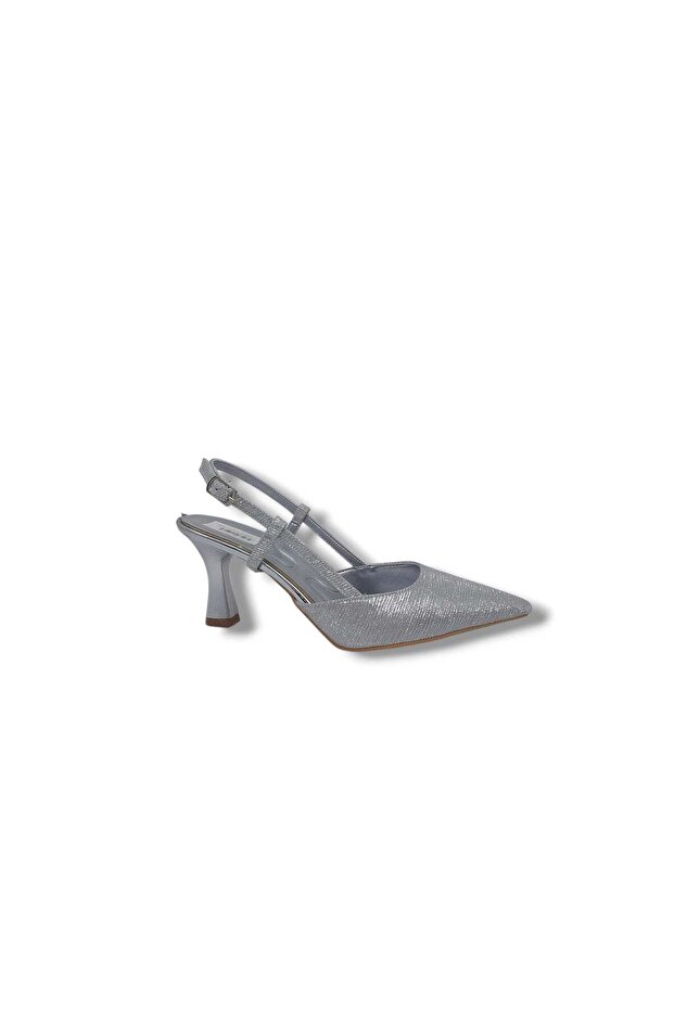 Ceylan 92 Women's Silver Shimmering Closed Toe Open Back Stiletto Heel U Evening Dress Shoes