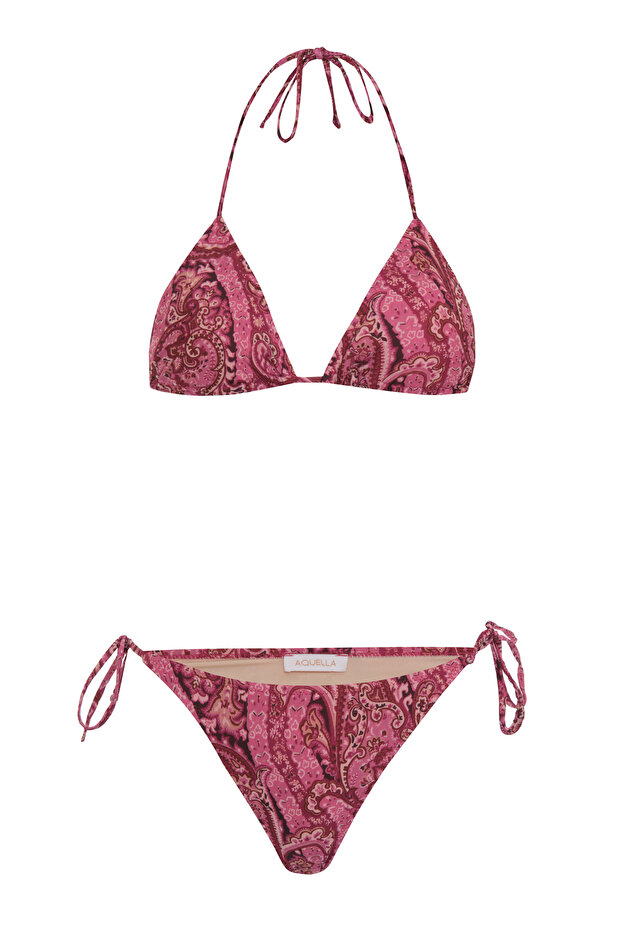 Patterned Triangle Bikini - 1