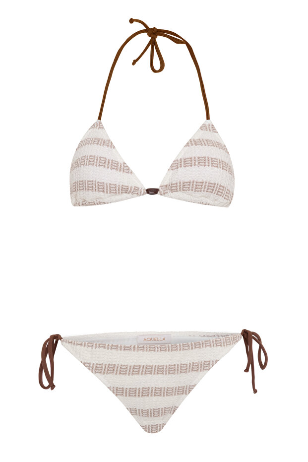 Patterned Knitwear Triangle Bikini Set - 2