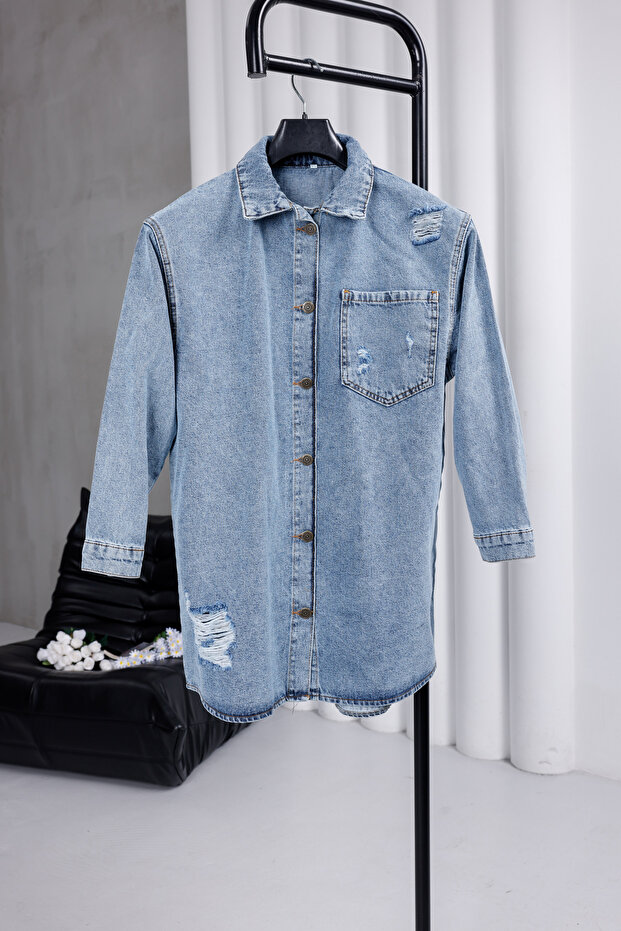 سترة جينز بظهر مطبوع قصة فضفاضة - 3