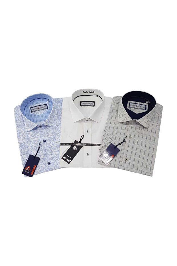 3-Piece Slim Fit Men's Short Sleeve Shirt Set – Size m