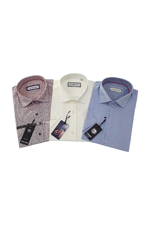 3-Piece Slim Fit Men's Short Sleeve Shirt Set – Size m