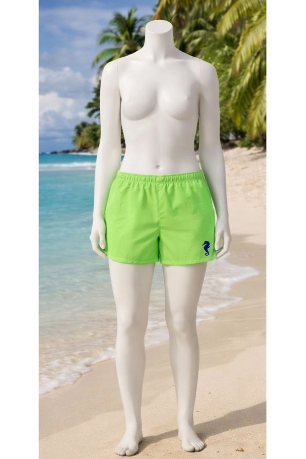 2453 Solid Color Women's Swim Shorts-Green
