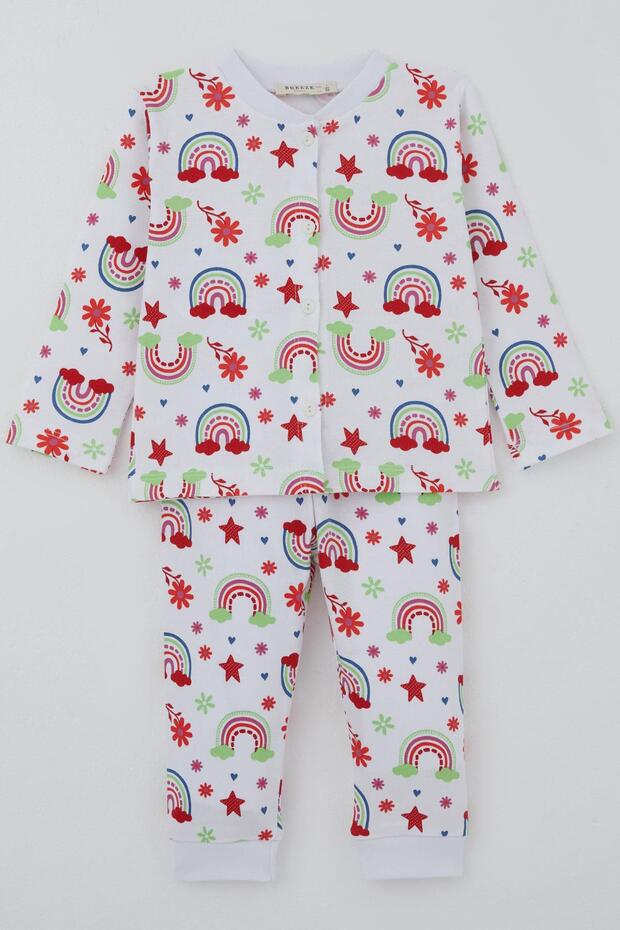Baby Girl Pajama Set Rainbow Tale Floral Print 4 Months-1 Year, White
