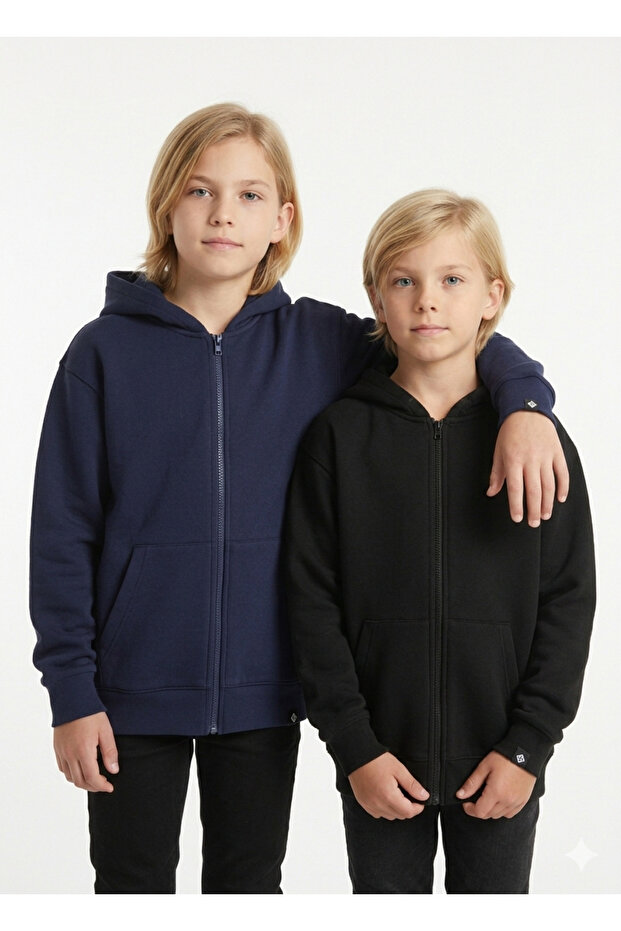 3 İplik B Unprinted School Cardigan 5,6,7,8,9,10 Years Old 2 Pieces
