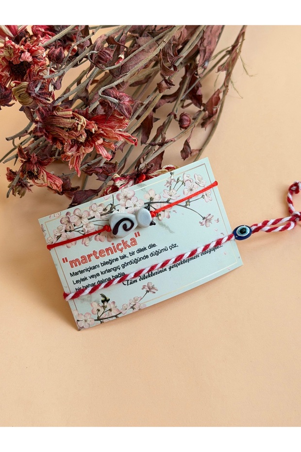 Murano Beaded Red String Bracelet with Cat, Marteniçka Bracelet Set, Red Wish Bracelet