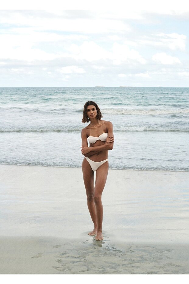 Dokulu bandeau bikini üstü - 2