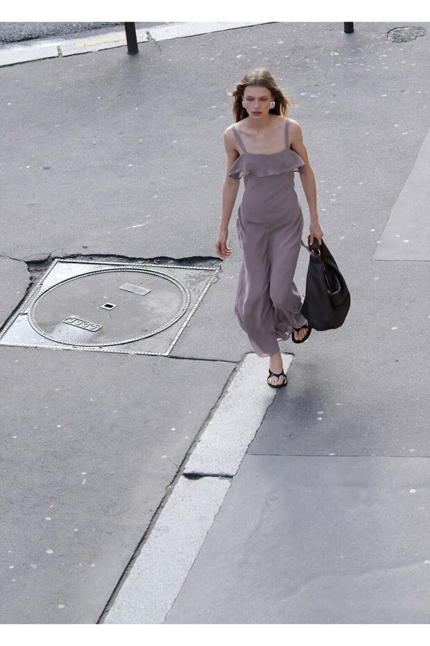 Fırfırlı uzun elbise - 2