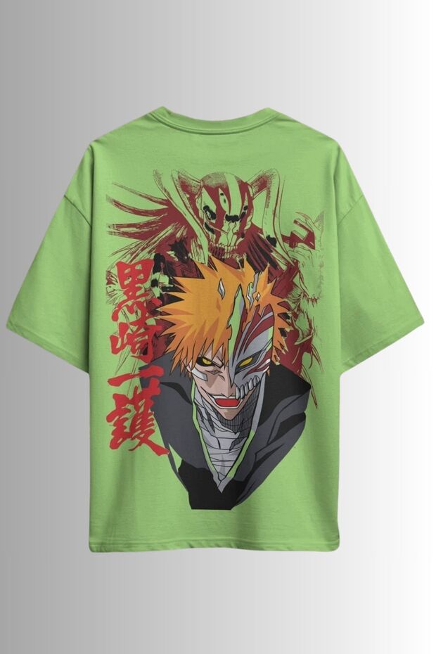 Bleach Ichigo Kurosaki Anime Unisex Oversize 24/1 Cotton T-Shirt - Special Collar Print