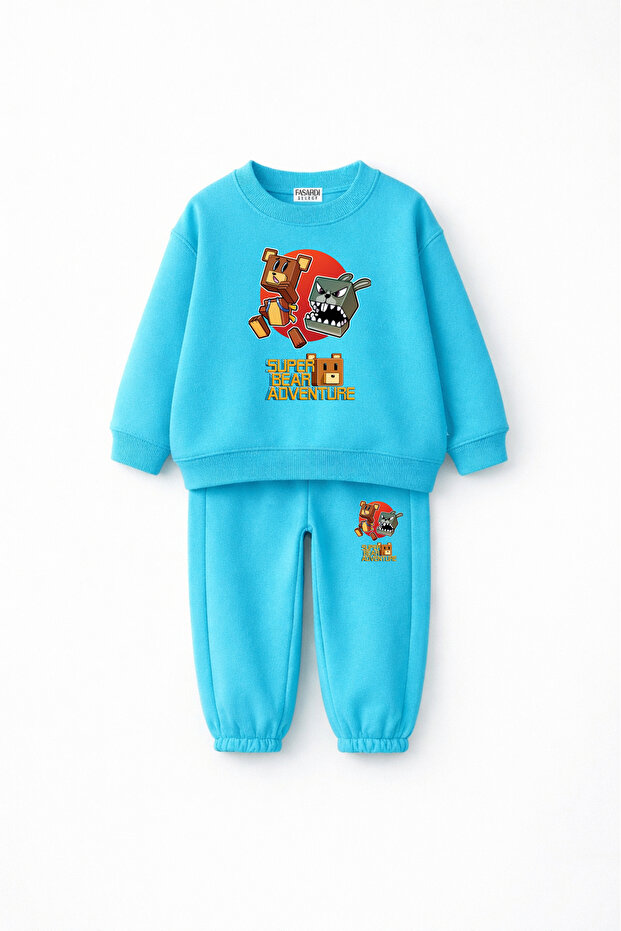 Super Bear Adventure Super Bear Printed Oversize Unisex Children's Tracksuit Set