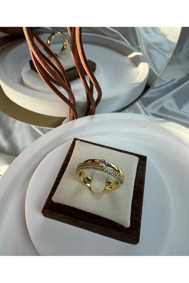 Damla Model Zircon Stone Gold Women's Ring