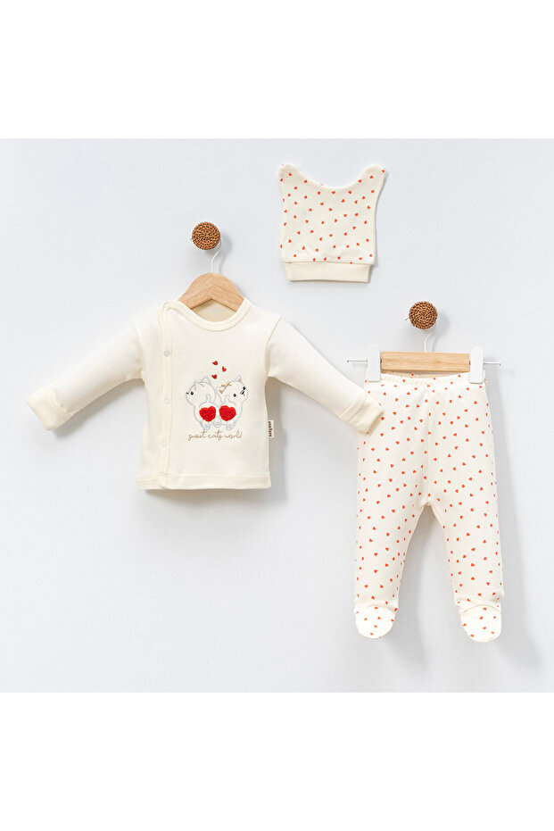Girl's Hearted Cat 3-Piece Hospital Release Zibin Set