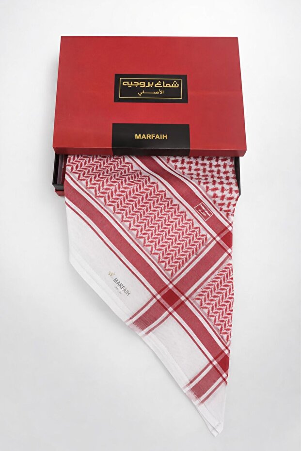 شماغ احمر من ماركة بروجيه الاصليه اناقه وتفاخر