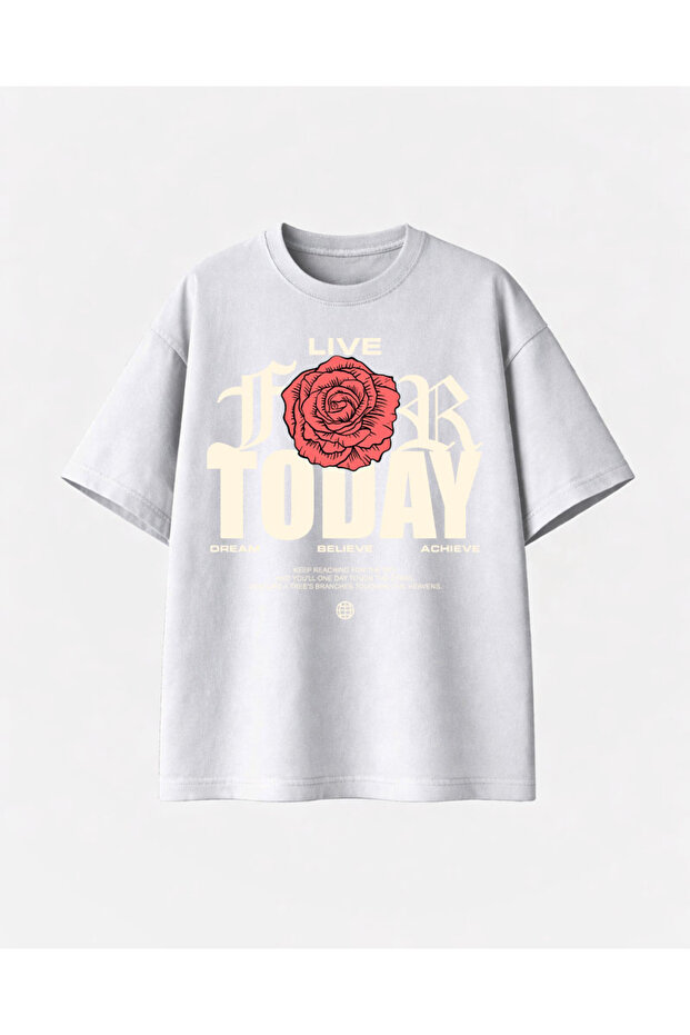 Live for Today Printed White Tshirt