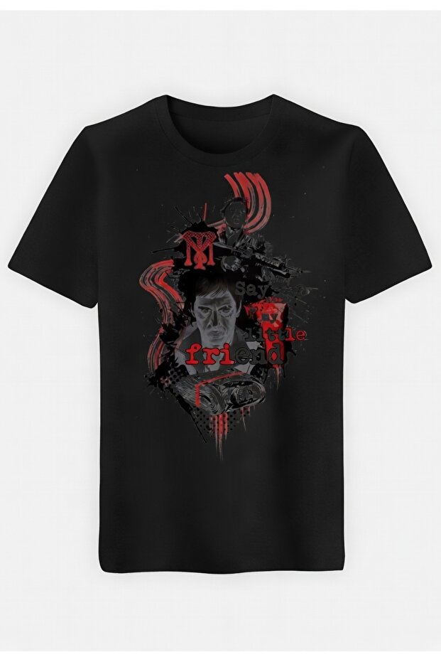 Say Little Friend Printed Black T-Shirt