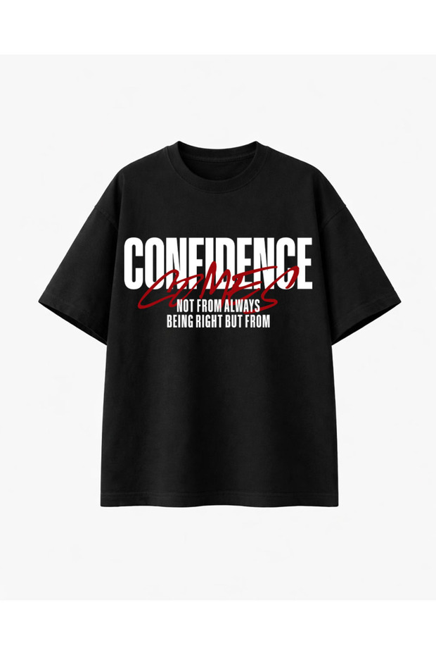 تي شيرت أسود من coneıdence comes مطبوع - 1