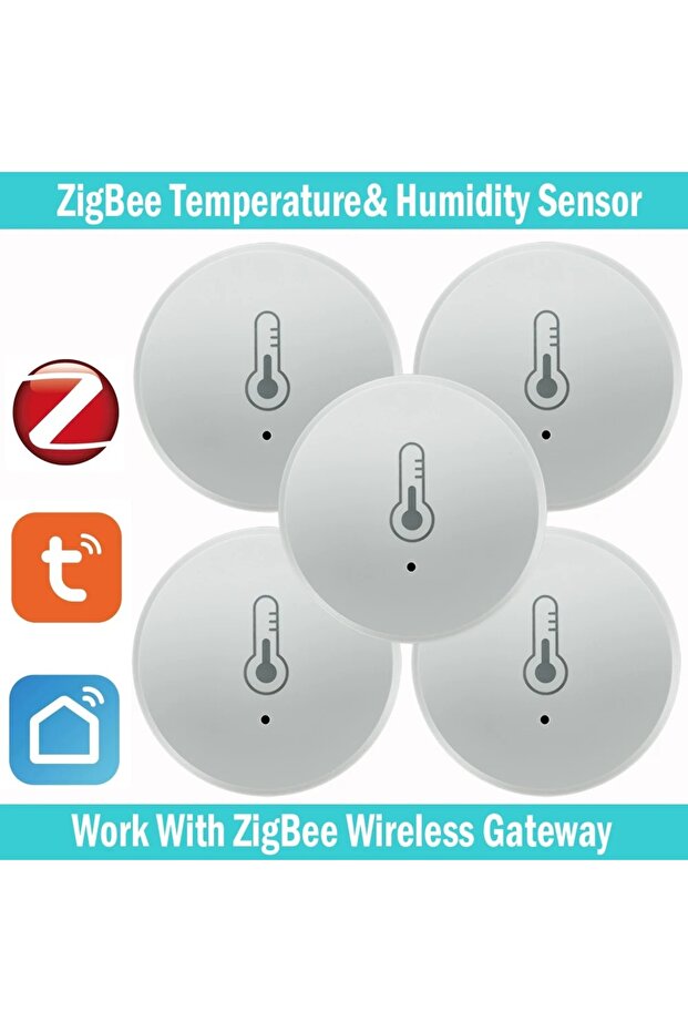 5 قطع من مستشعر درجة الحرارة والرطوبة Tuya Zigbee للتحكم الصوتي ومقياس الرطوبة الذكي للمنزل في الوقت الفعلي