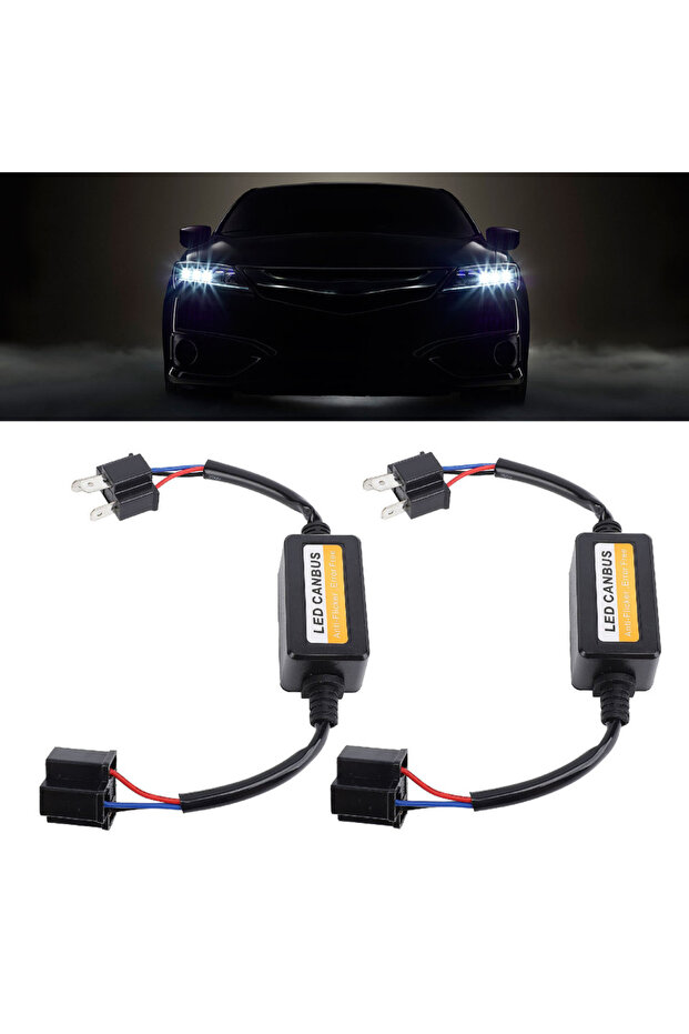 قطعتان من وحدة فك تشفير CANbus LED H4، تعمل بجهد تيار مستمر من 9 إلى 16 فولت، سهلة التركيب والتشغيل، مقاومة لمصابيح LED الأمامية، مزودة بمقاومة فك التشفير. - 5