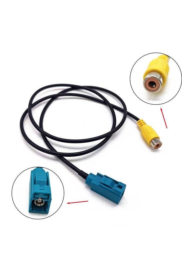 80CM Car Reversing Camera Adapter Cable Fakra Female Z to RCA for Mercedes Benz C/E/GLKS80L Fits Var