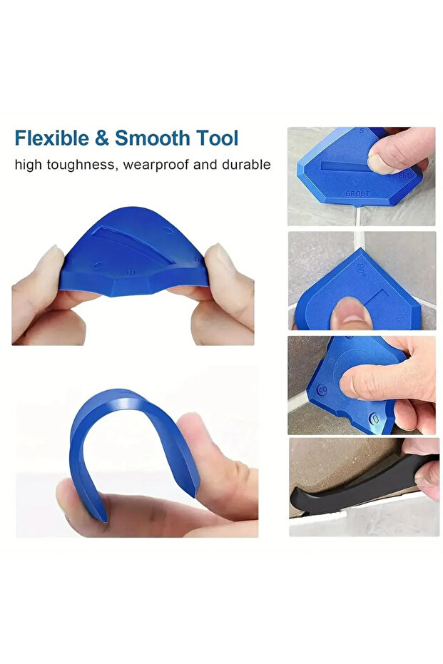 4PCS Blue 4pcs Silicone Glass Cement Scraper Sealant Grout Remover Tool Home Finishing Caulking Tool