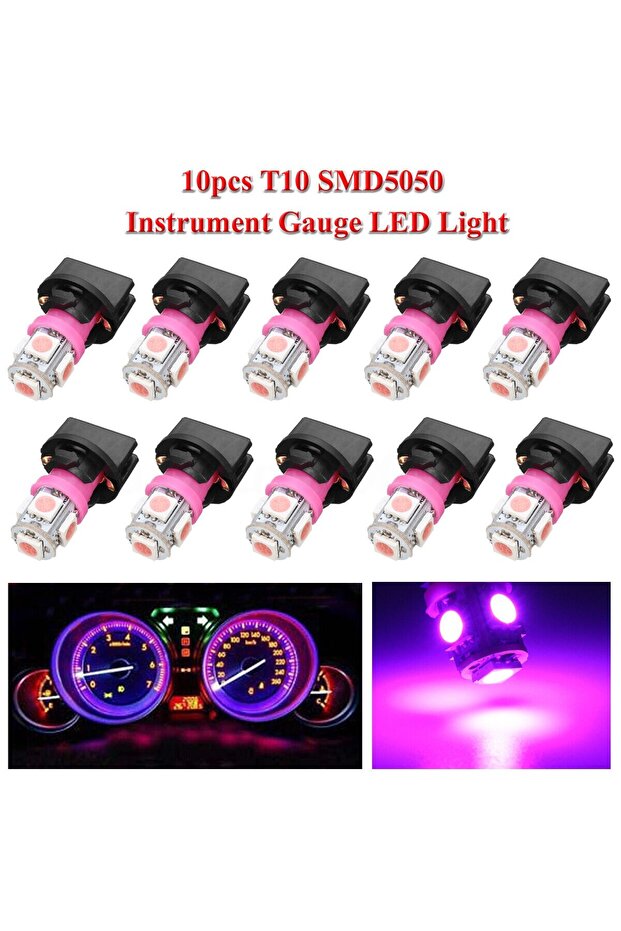 ١٠ مصابيح LED بنفسجية اللون من نوع T10 194 للوحة عدادات السيارة ...