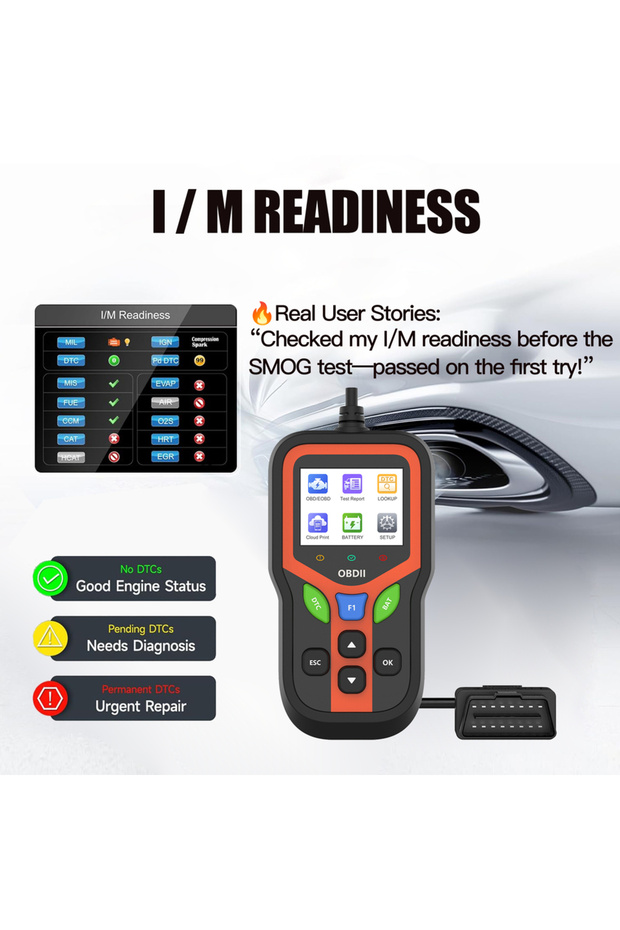 جهاز فحص أعطال السيارات OBD2 / جهاز فحص أعطال السيارات EOBD - قراءة/مسح رموز أعطال المحرك - 6