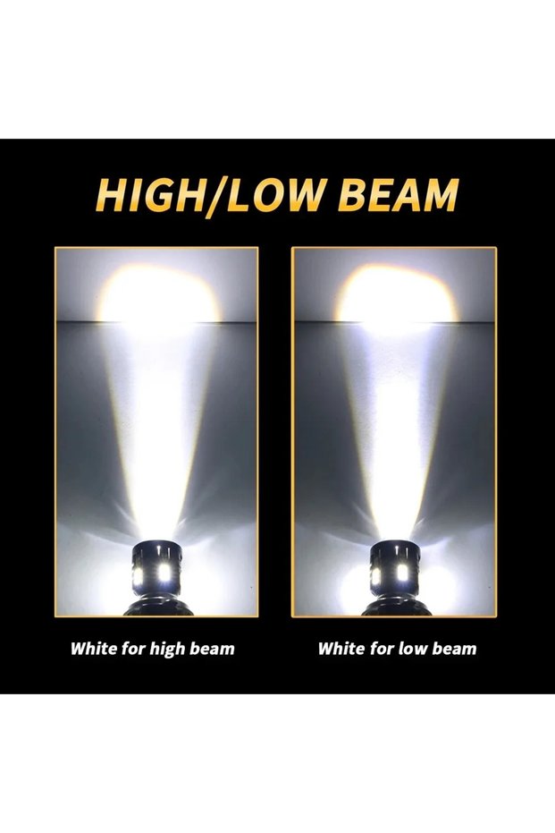 H4 White White Dual Color Switchable Motorcycle Headlight, H4 BA20D LED Bulb White/Yellow for All-We