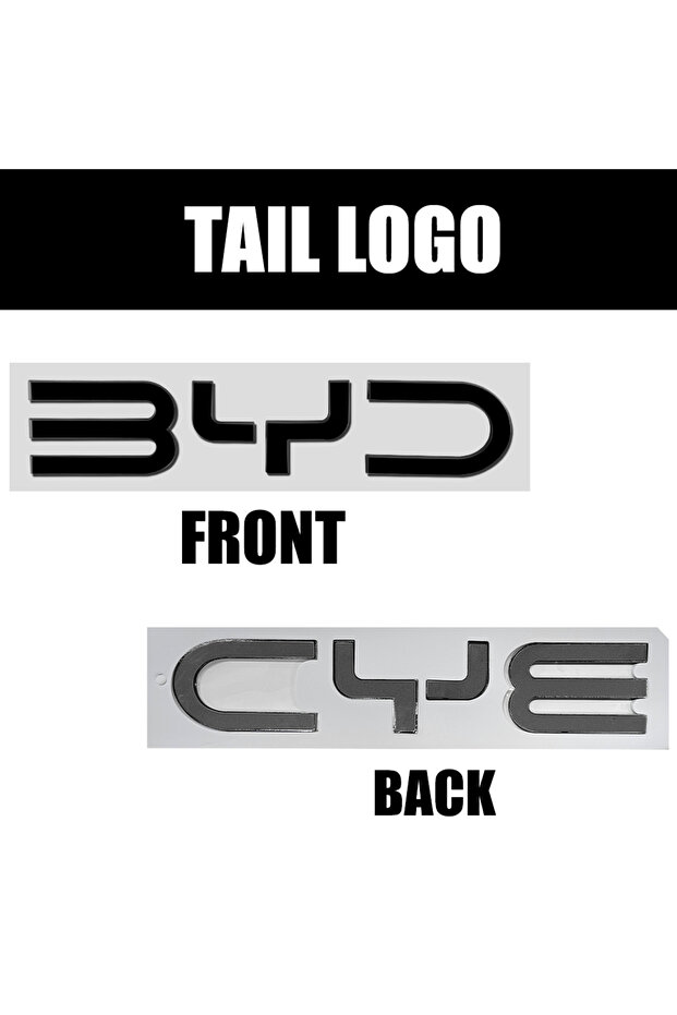 BYD Black Tail Logo 3D ABS Car Front Emblem Cover Rear Trunk Badge Sticker Decoration for BYD Atto 3