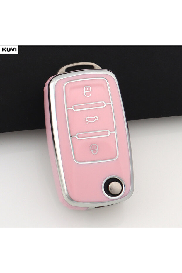 3 BTN Pink 2 3 Button TPU Car Key Case Cover For Volkswagen VW Polo Golf Passat Tiguan Beetle Caddy