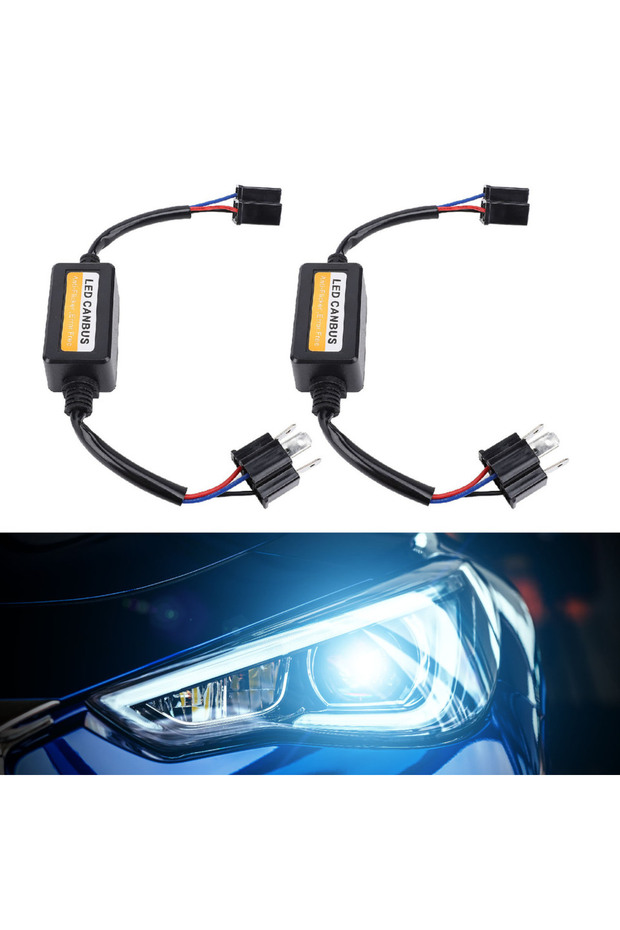 قطعتان من وحدة فك تشفير CANbus LED H4، تعمل بجهد تيار مستمر من 9 إلى 16 فولت، سهلة التركيب والتشغيل، مقاومة لمصابيح LED الأمامية، مزودة بمقاومة فك التشفير. - 6