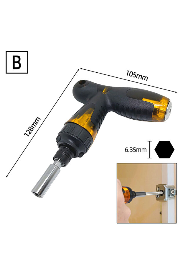 B Telescopic Ratchet Screwdriver Multifunctional Adjustable Handle Slotted Phillips Bits Set Screwd.