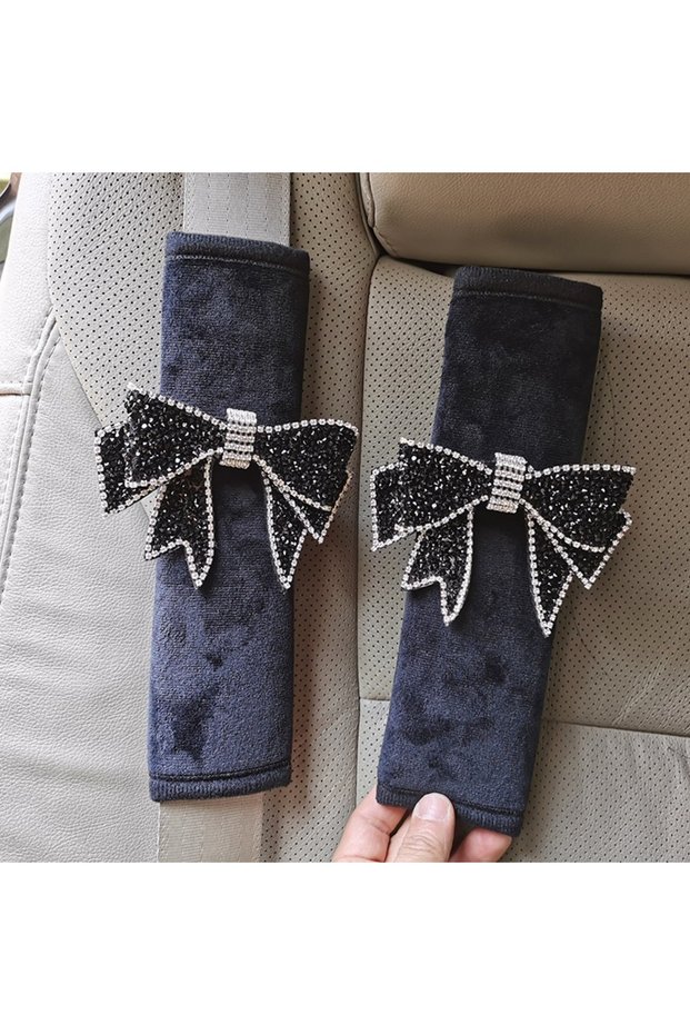 2pcs 1/2pcs Universal Car Seat Belt Shoulder Cover Cute Handmade Diamond Bow Car Interior Decoration