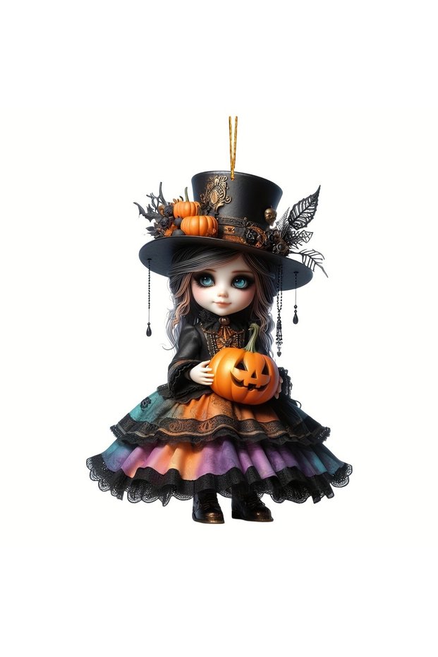 2D Festive Halloween Witch Acrylic Hanging Ornament - Durable Decor for Car, Home Bag & Keychain Acc