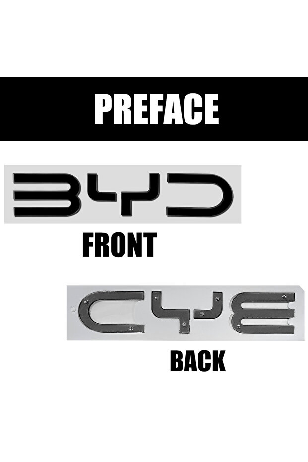 BYD Black Front Logo 3D ABS Car Front Emblem Cover Rear Trunk Badge Sticker Decoration for BYD Atto