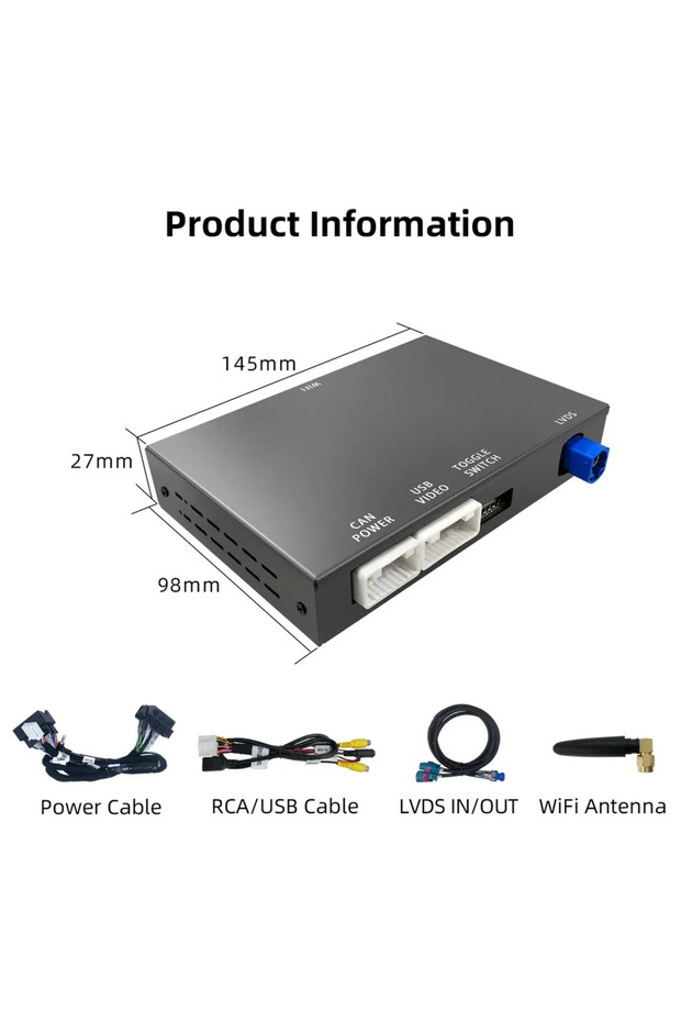 black Wireless CarPlay Android Auto Retrofit Decoder Kit for Audi A4 A5 Q5 2008-2018 with MMI 3G 6.5