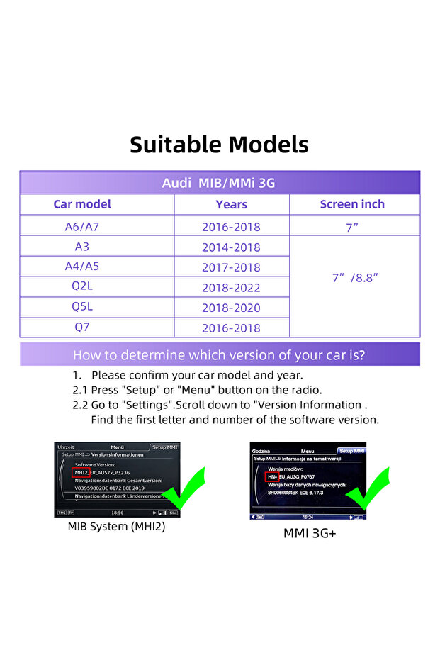 For Audi OEM Screen Upgrade Wireless Carplay Auto For Audi A4 A5 A6 A7 Q2L Q5L Q7 Bluetooth Navigati